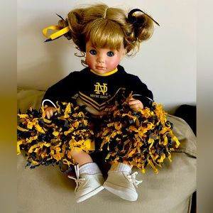 Porcelain Doll. Notre Dame outfit. Cheerleader